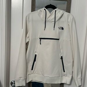 The North Face white with navy blue trim zippers pullover hoodie size medium!